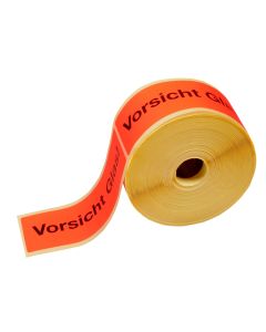 Vorsicht Glas Warnetiketten fluor-rot Format 145 x 50 mm 